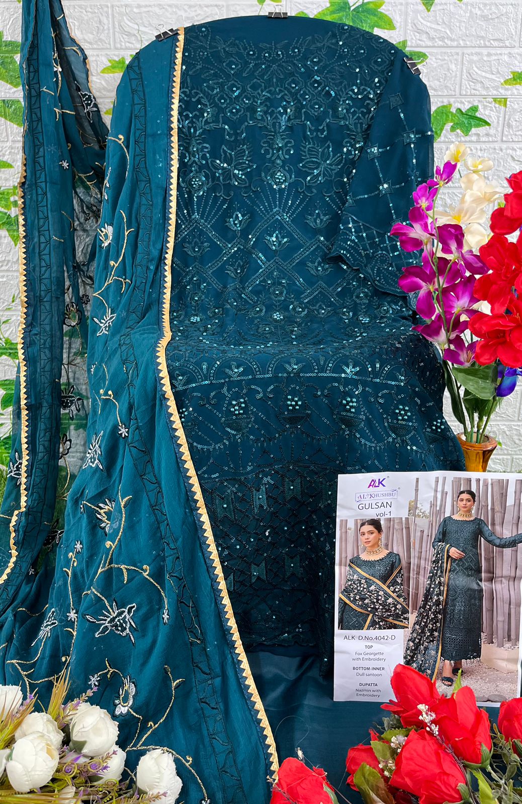 al khushbu gulsan vol 1  d no 4042 a b c d georgette elegant salwar suit catalog