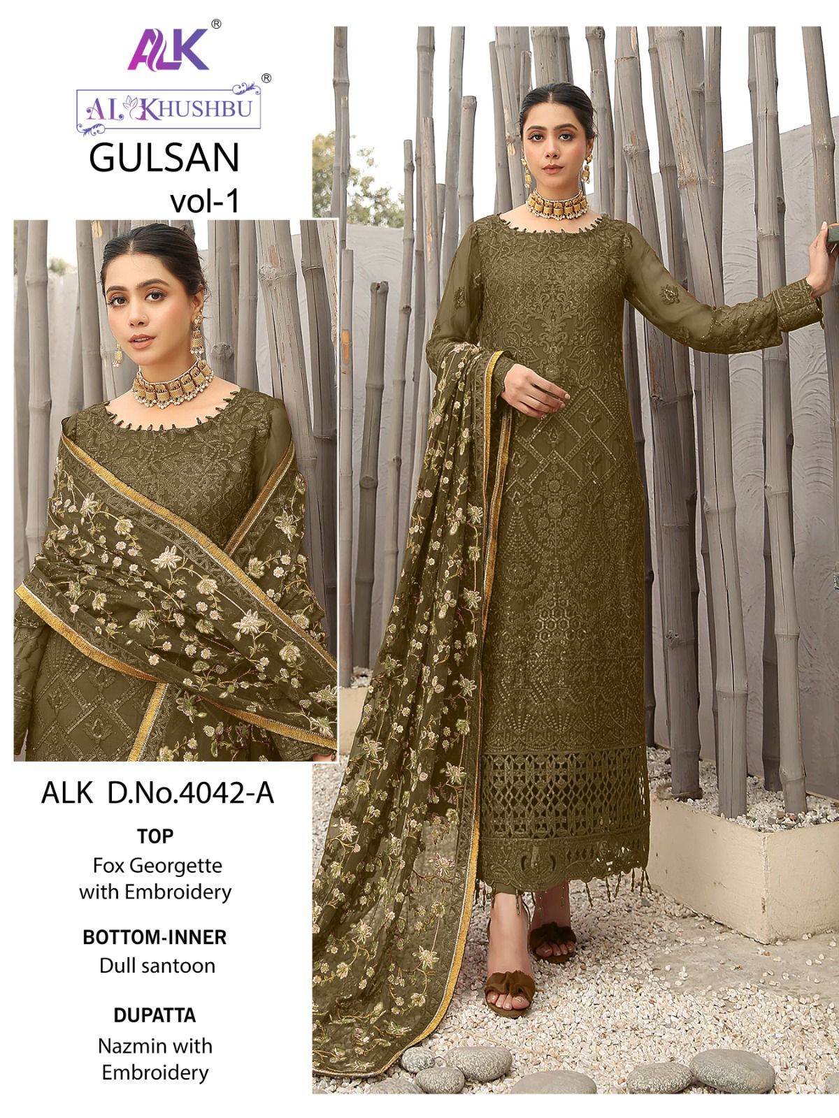 al khushbu gulsan vol 1  d no 4042 a b c d georgette elegant salwar suit catalog