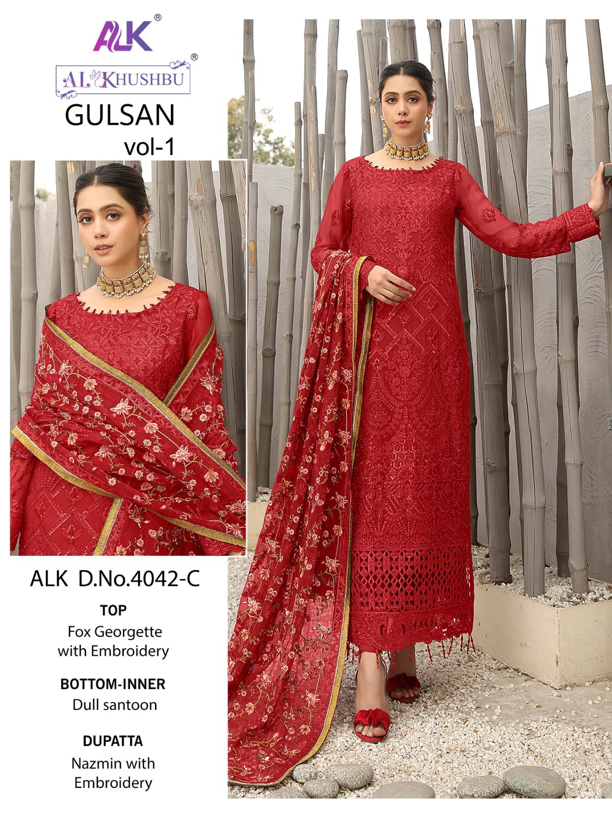 al khushbu gulsan vol 1  d no 4042 a b c d georgette elegant salwar suit catalog