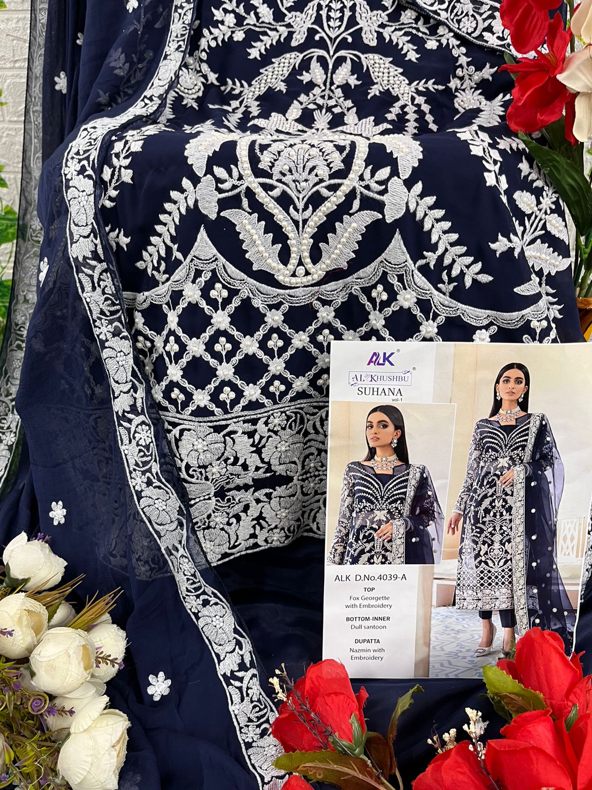 al khushbu suhana vol 1 alk d no 4039 a b c d georgette grace ful look salwar suit catalog