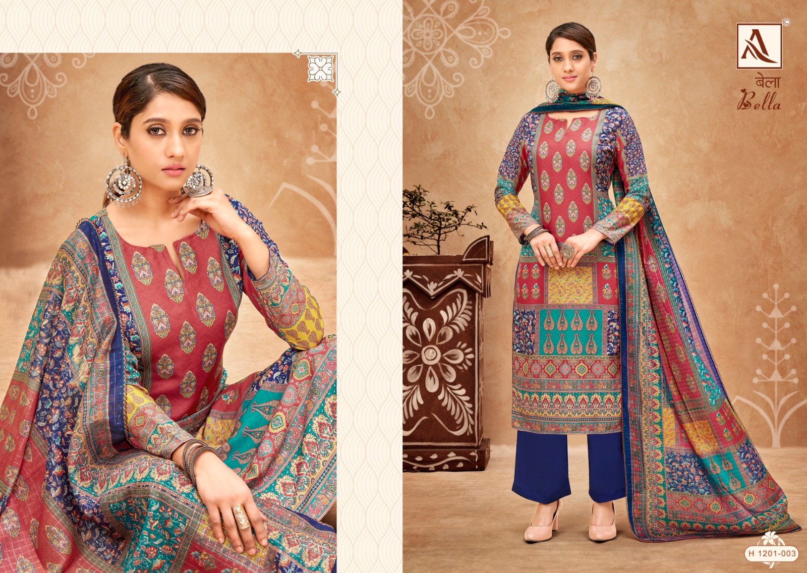 alok suit bella maslin gorgeous look salwar suit catalog