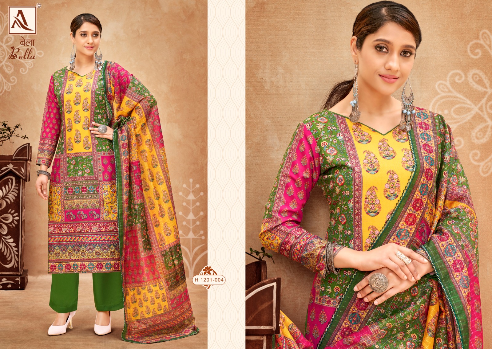 alok suit bella maslin gorgeous look salwar suit catalog