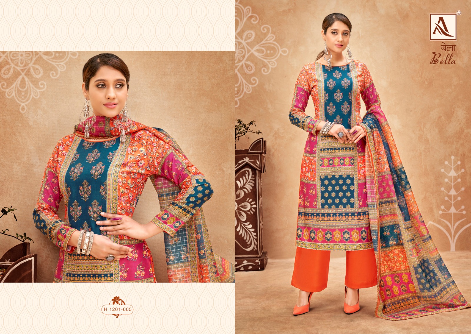 alok suit bella maslin gorgeous look salwar suit catalog