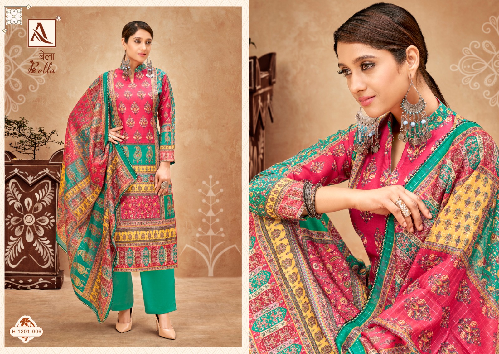 alok suit bella maslin gorgeous look salwar suit catalog