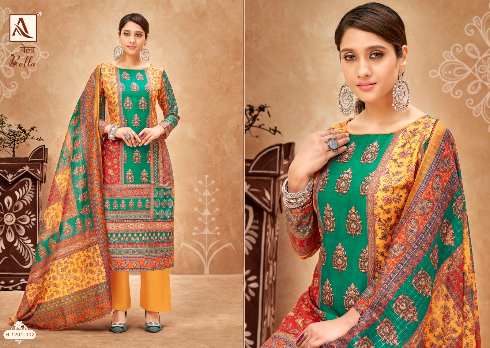 alok suit bella maslin gorgeous look salwar suit catalog