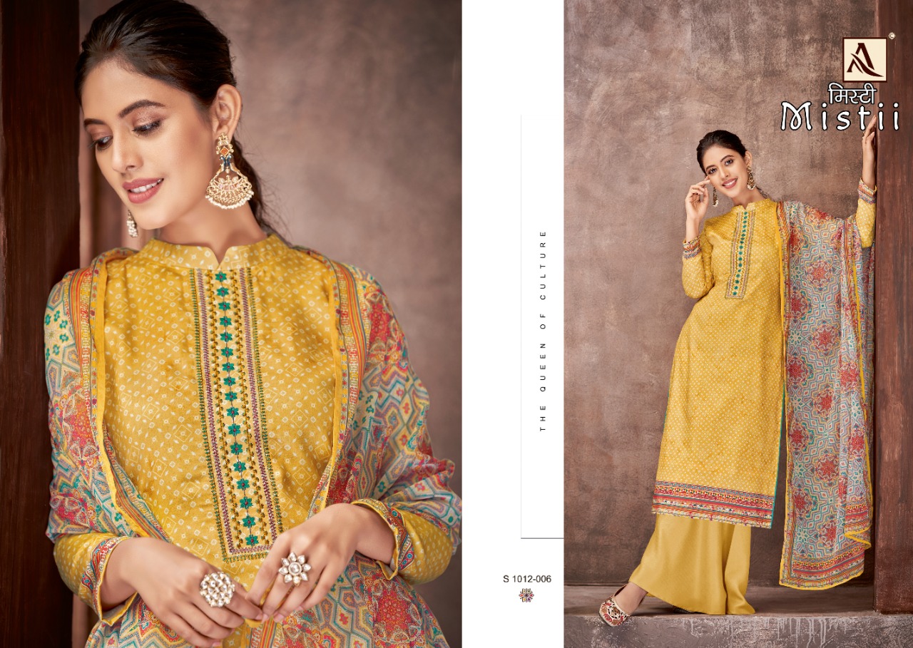 alok suit mistii cotton decent embroidery look salwar suit catalog