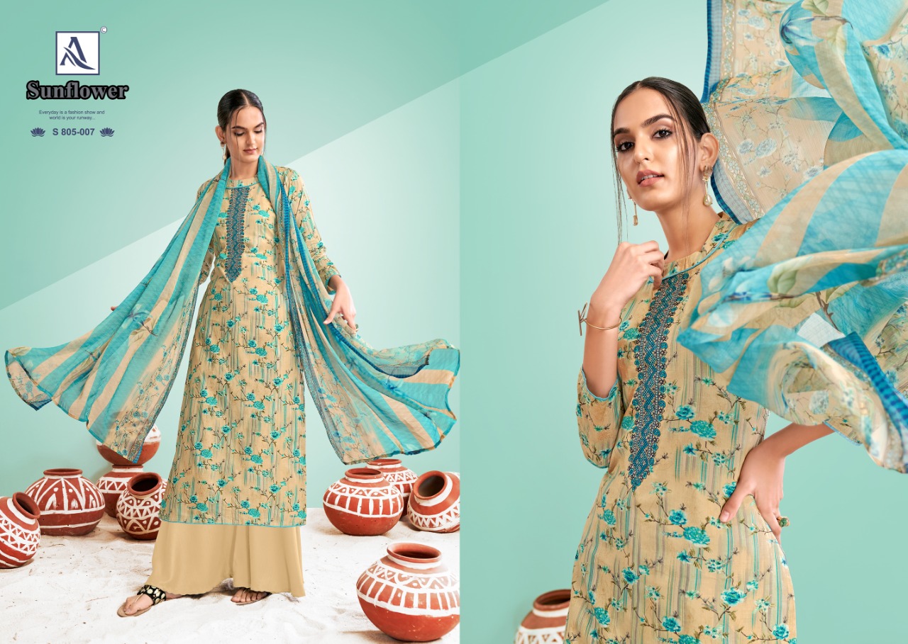 alok suit sunflower Pure Cambric cotton graceful look salwar suit catalog