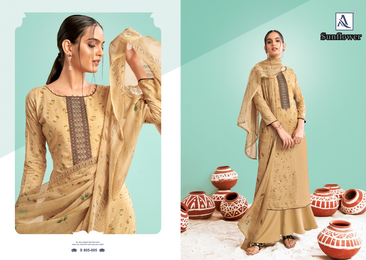 alok suit sunflower Pure Cambric cotton graceful look salwar suit catalog