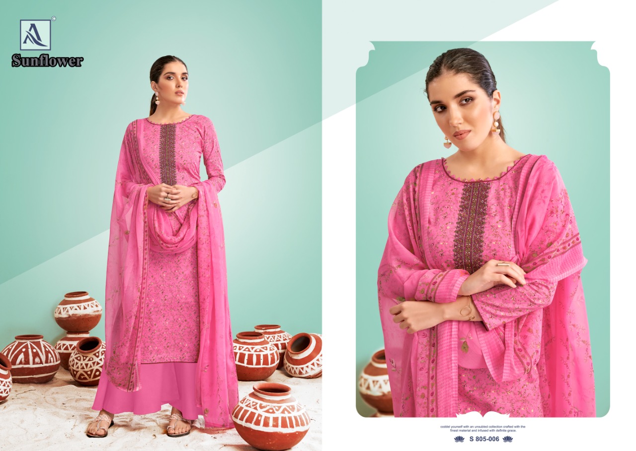 alok suit sunflower Pure Cambric cotton graceful look salwar suit catalog