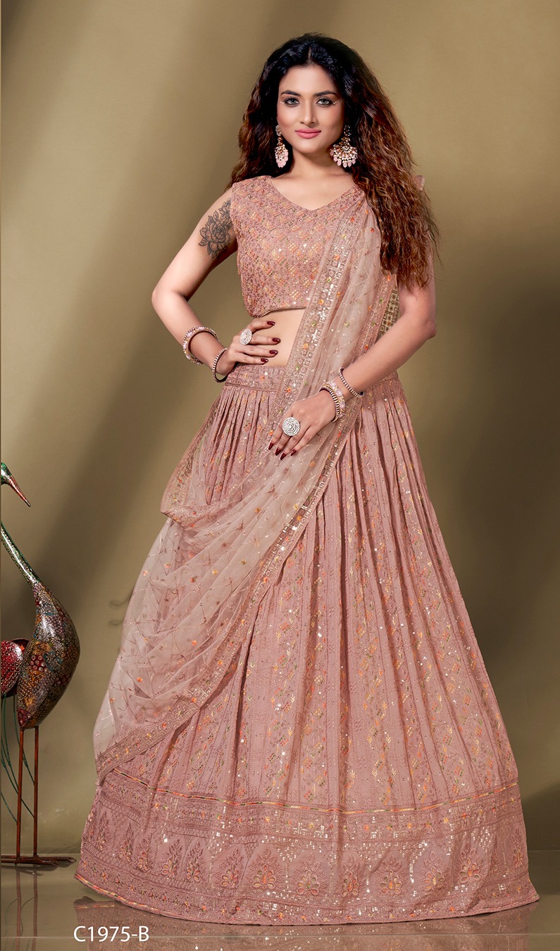 amoha trendz d no c 1975 fancy festive look top  lehenga with dupatta catalog