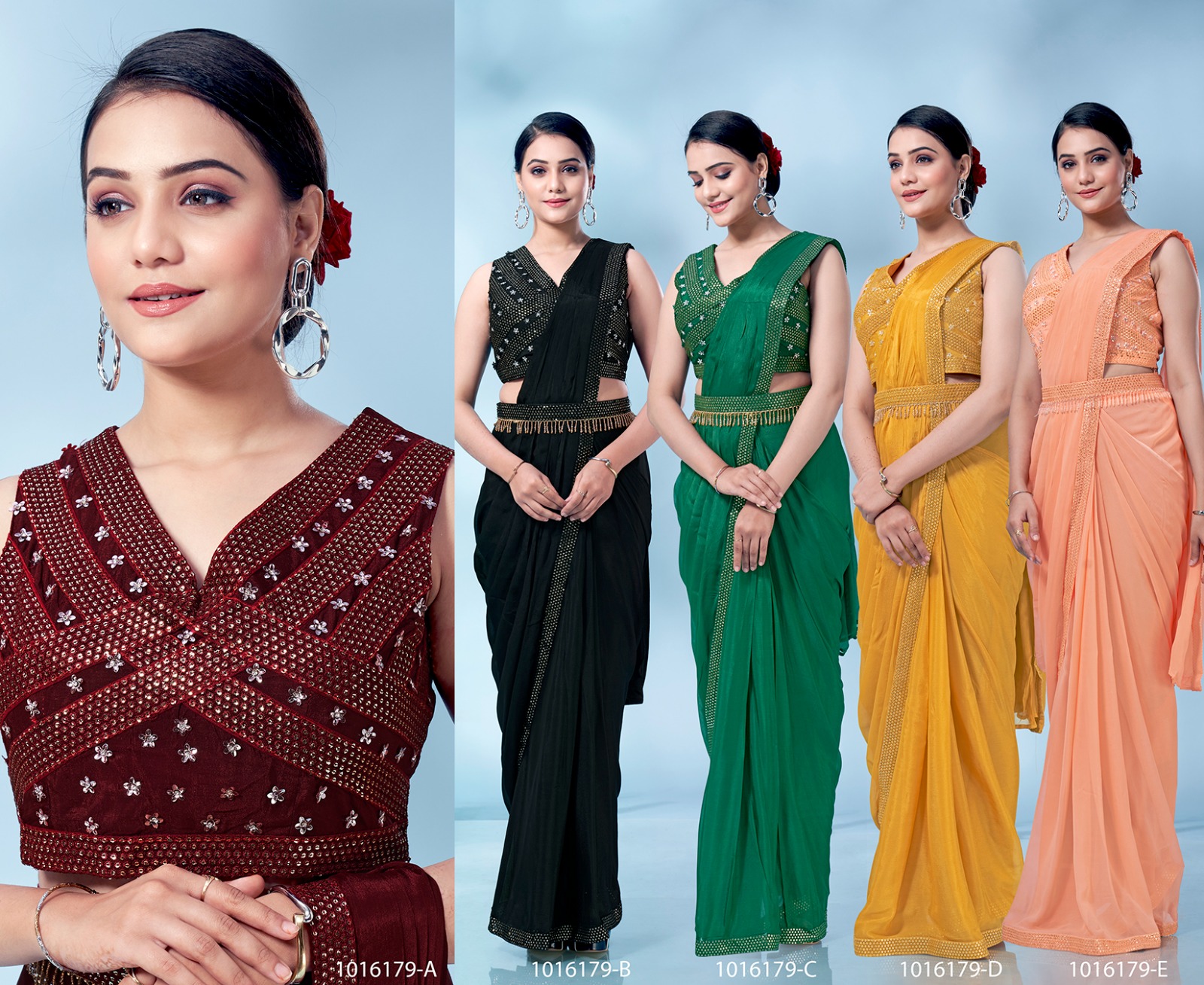 amoha trendz DESIGN  1016179 chinnon new and modern look saree catalog