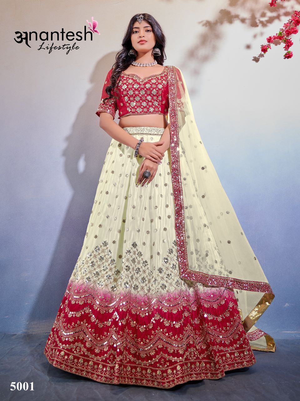 anantesh lifestyle occasions vol 1serices 5001 to 5002 chinnon elegant lehenga calatog