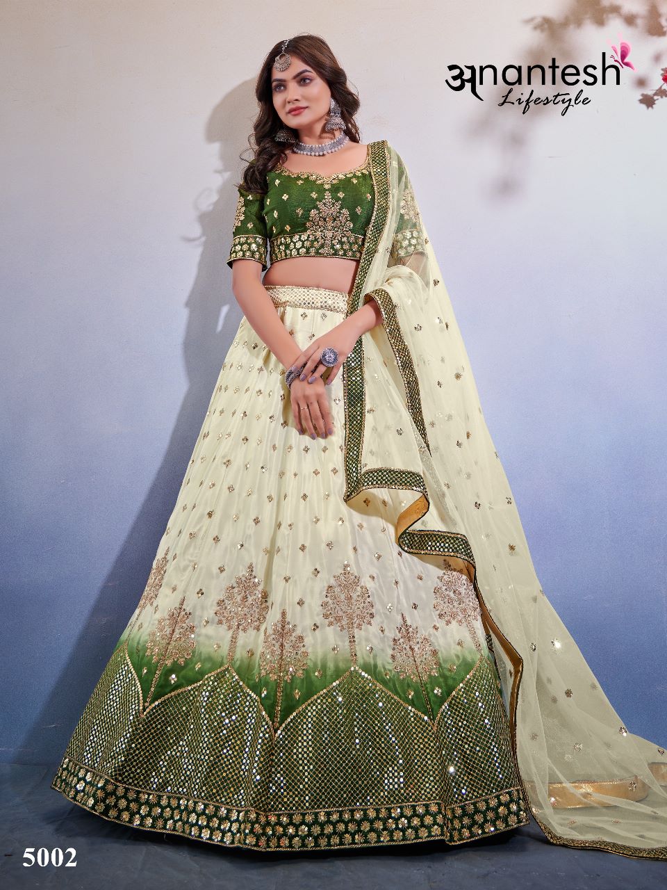 anantesh lifestyle occasions vol 1serices 5001 to 5002 chinnon elegant lehenga calatog