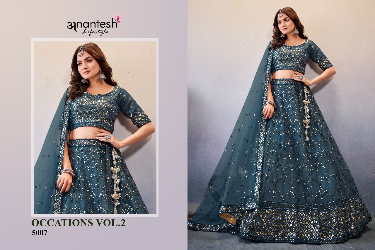 anantesh lifestyle occasions vol 2 serices 5003 to 5008 butterfly net elegant lehenga calatog