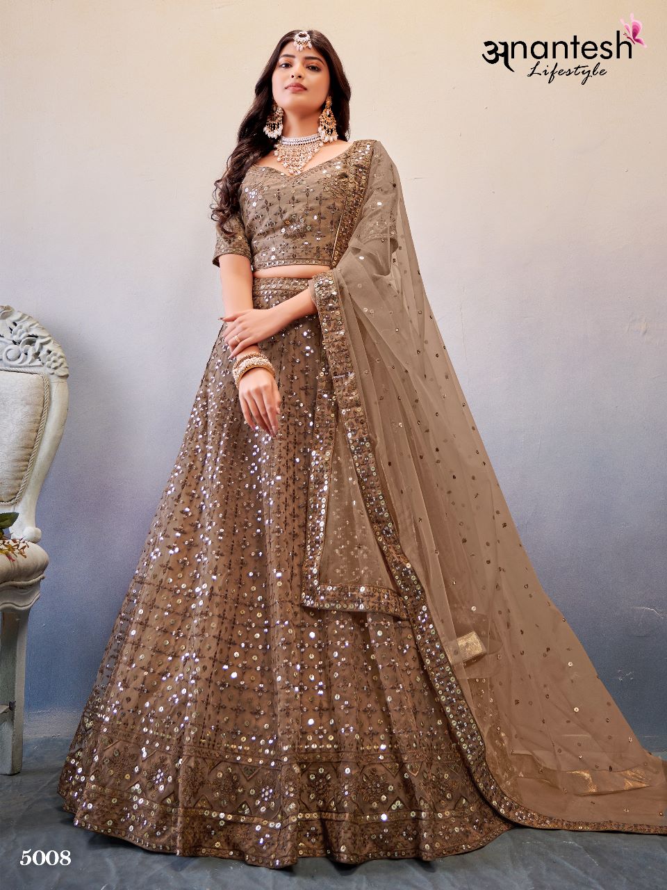 anantesh lifestyle occasions vol 2 serices 5003 to 5008 butterfly net elegant lehenga calatog