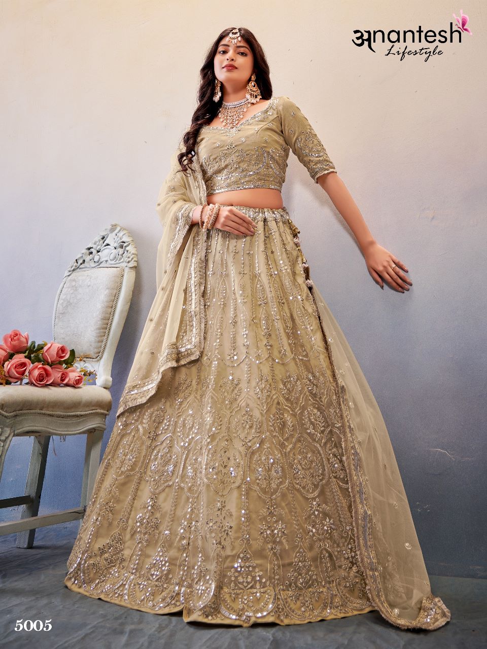 anantesh lifestyle occasions vol 2 serices 5003 to 5008 butterfly net elegant lehenga calatog