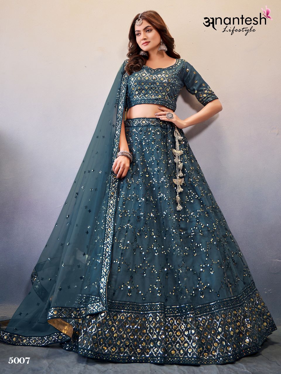 anantesh lifestyle occasions vol 2 serices 5003 to 5008 butterfly net elegant lehenga calatog