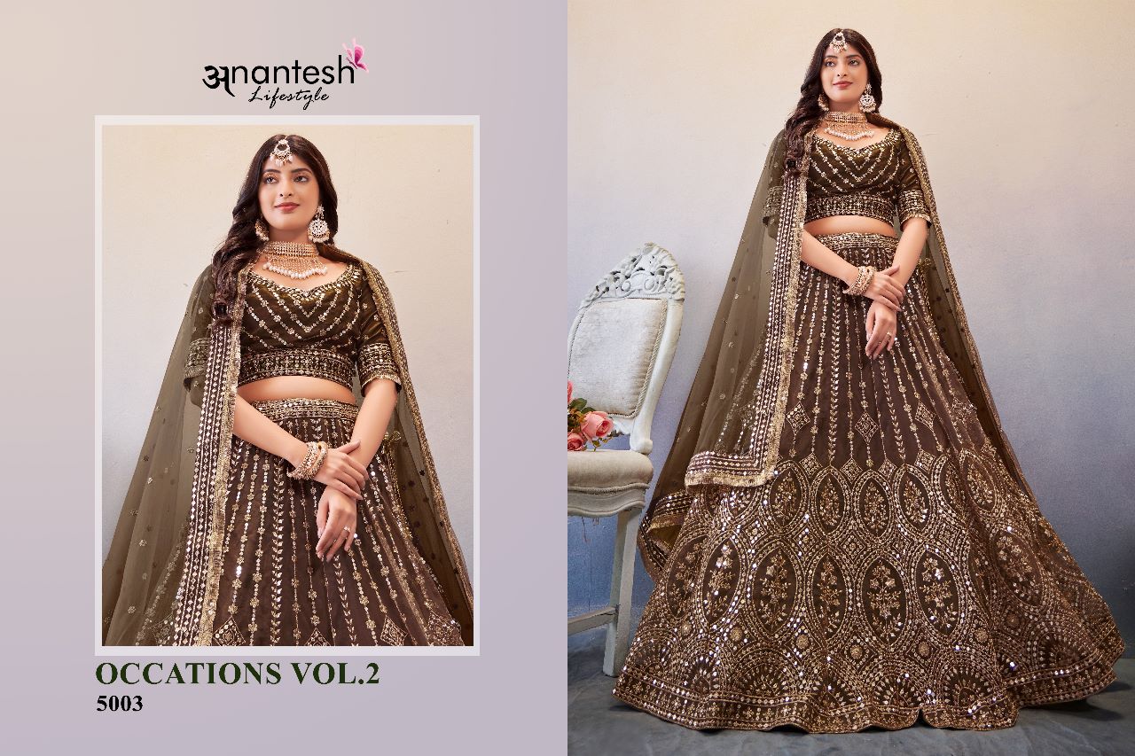 anantesh lifestyle occasions vol 2 serices 5003 to 5008 butterfly net elegant lehenga calatog