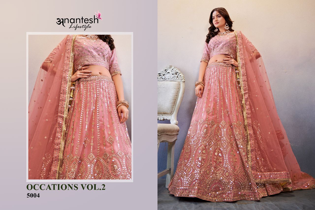 anantesh lifestyle occasions vol 2 serices 5003 to 5008 butterfly net elegant lehenga calatog