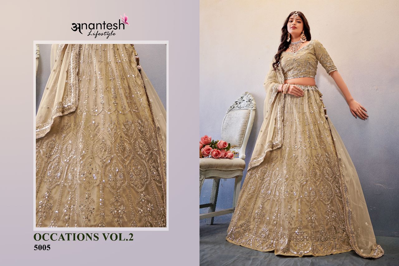 anantesh lifestyle occasions vol 2 serices 5003 to 5008 butterfly net elegant lehenga calatog