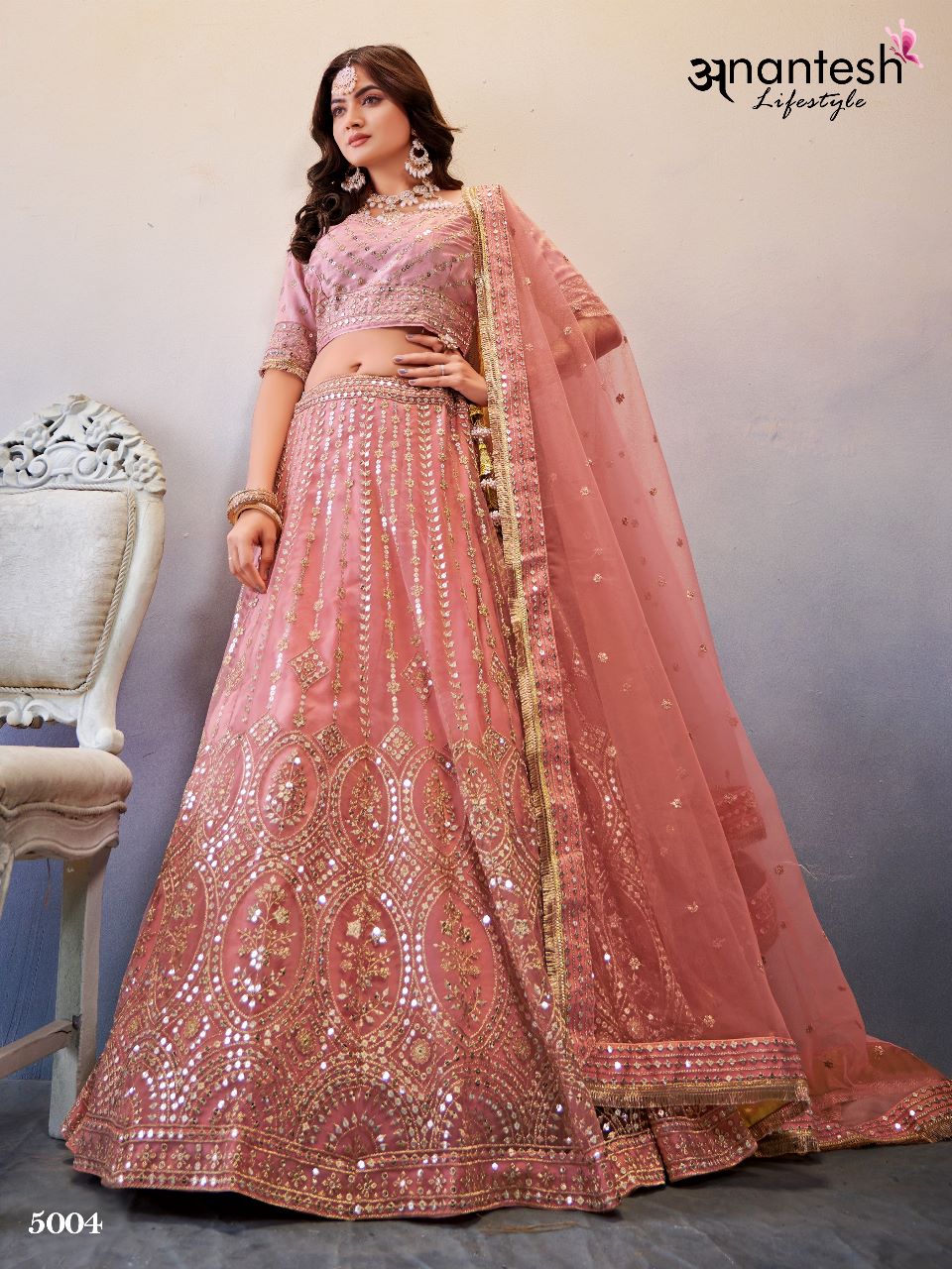 anantesh lifestyle occasions vol 2 serices 5003 to 5008 butterfly net elegant lehenga calatog