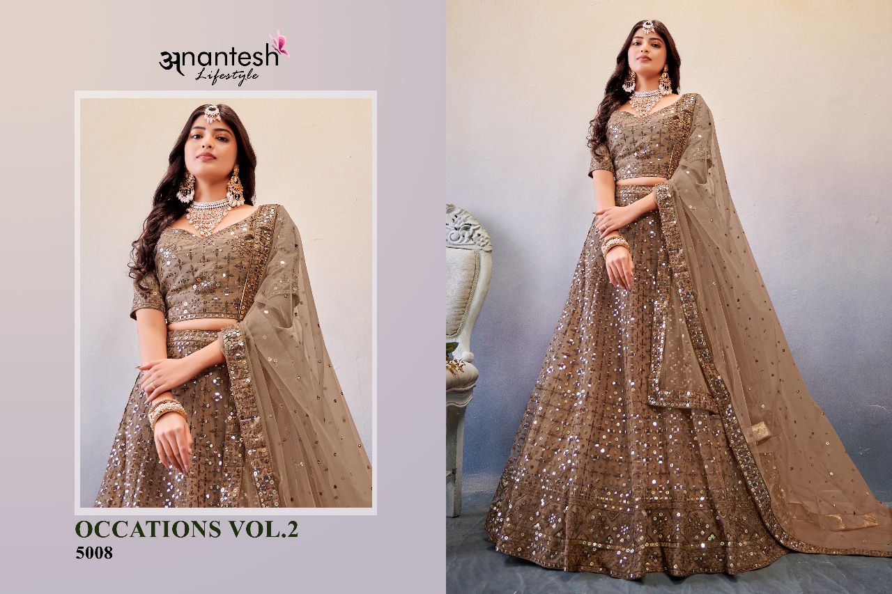 anantesh lifestyle occasions vol 2 serices 5003 to 5008 butterfly net elegant lehenga calatog