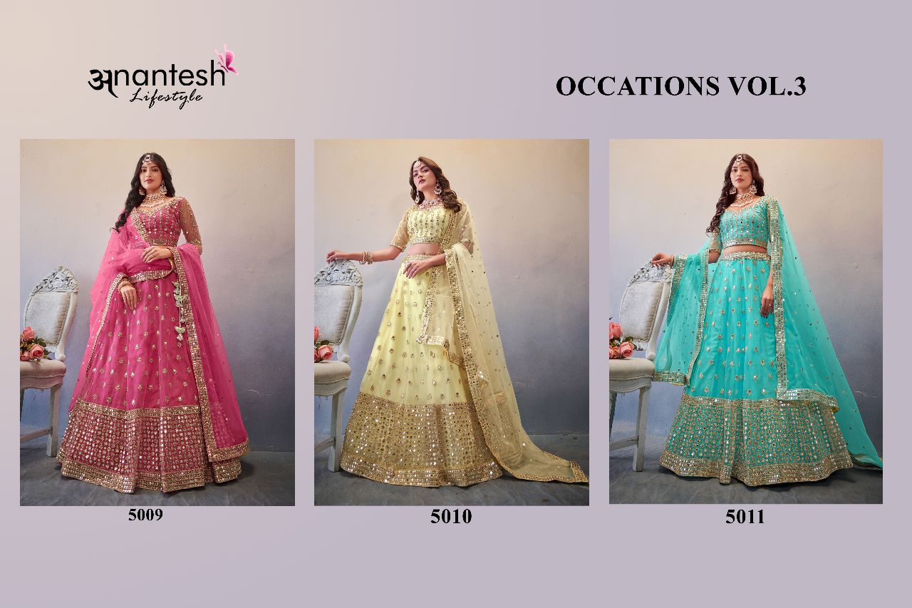 anantesh lifestyle occasions vol 3 serices 5009 to 5011 butterfly net elegant look lehenga calatog