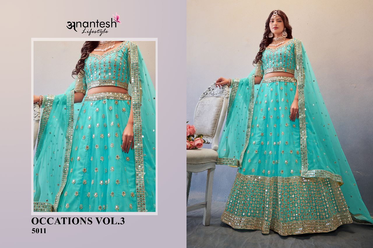 anantesh lifestyle occasions vol 3 serices 5009 to 5011 butterfly net elegant look lehenga calatog