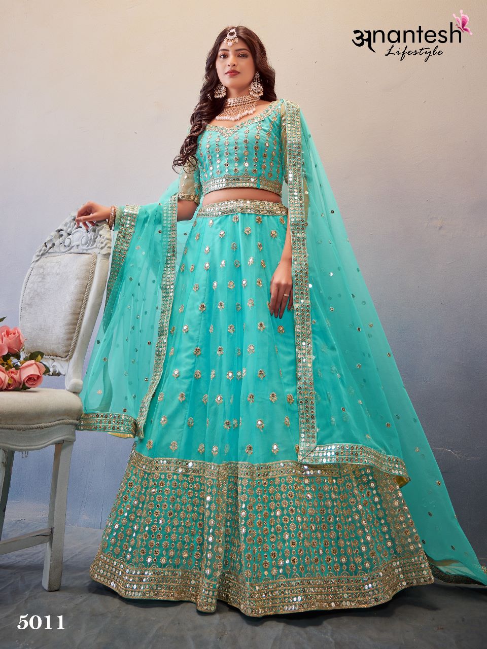 anantesh lifestyle occasions vol 3 serices 5009 to 5011 butterfly net elegant look lehenga calatog