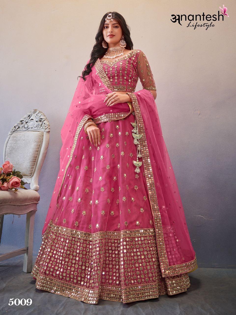 anantesh lifestyle occasions vol 3 serices 5009 to 5011 butterfly net elegant look lehenga calatog