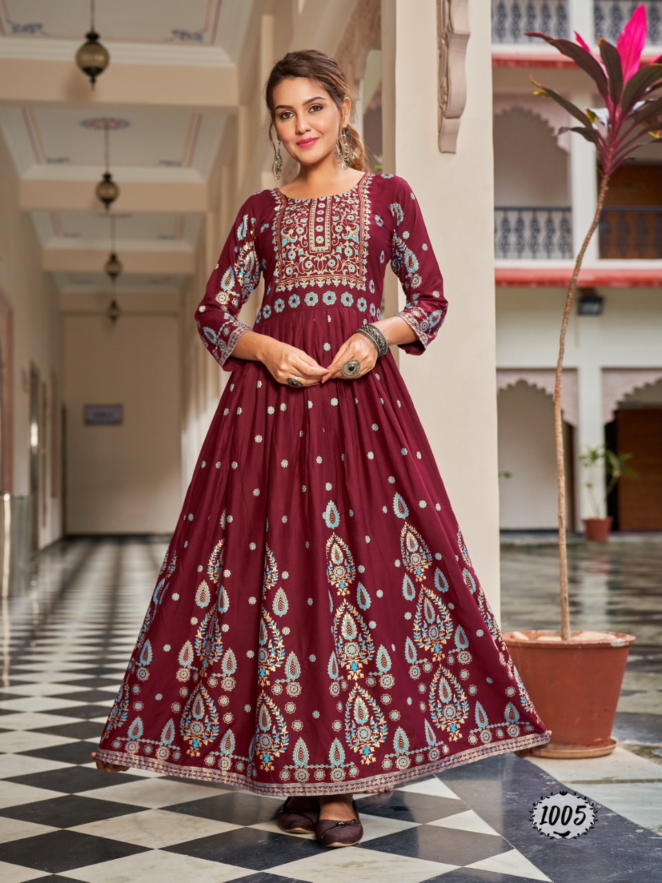 Banwery Fashion flora rayon new and modern style gown catalog