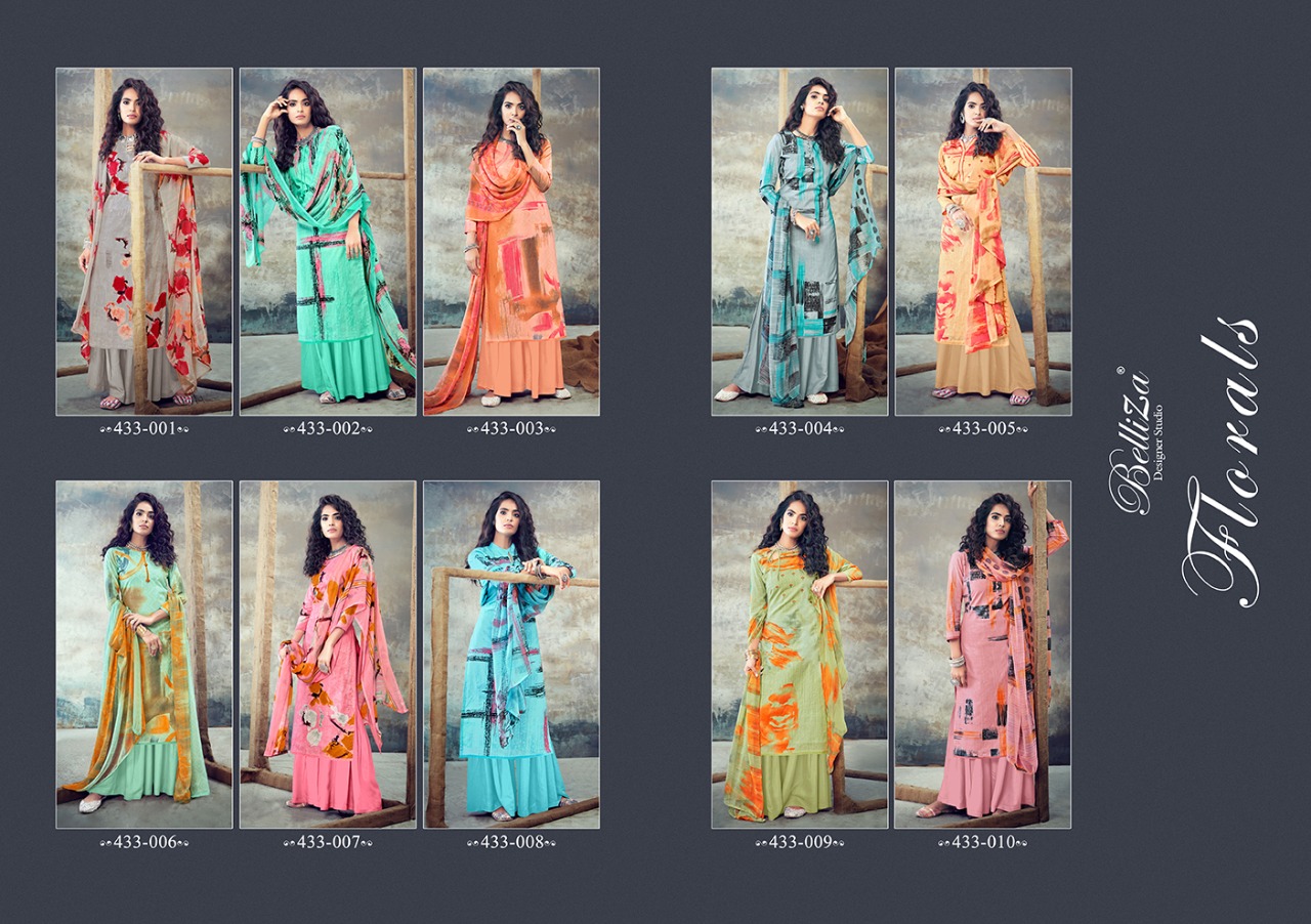 belliza designer studio florals cotton elegant look salwar suit catalog