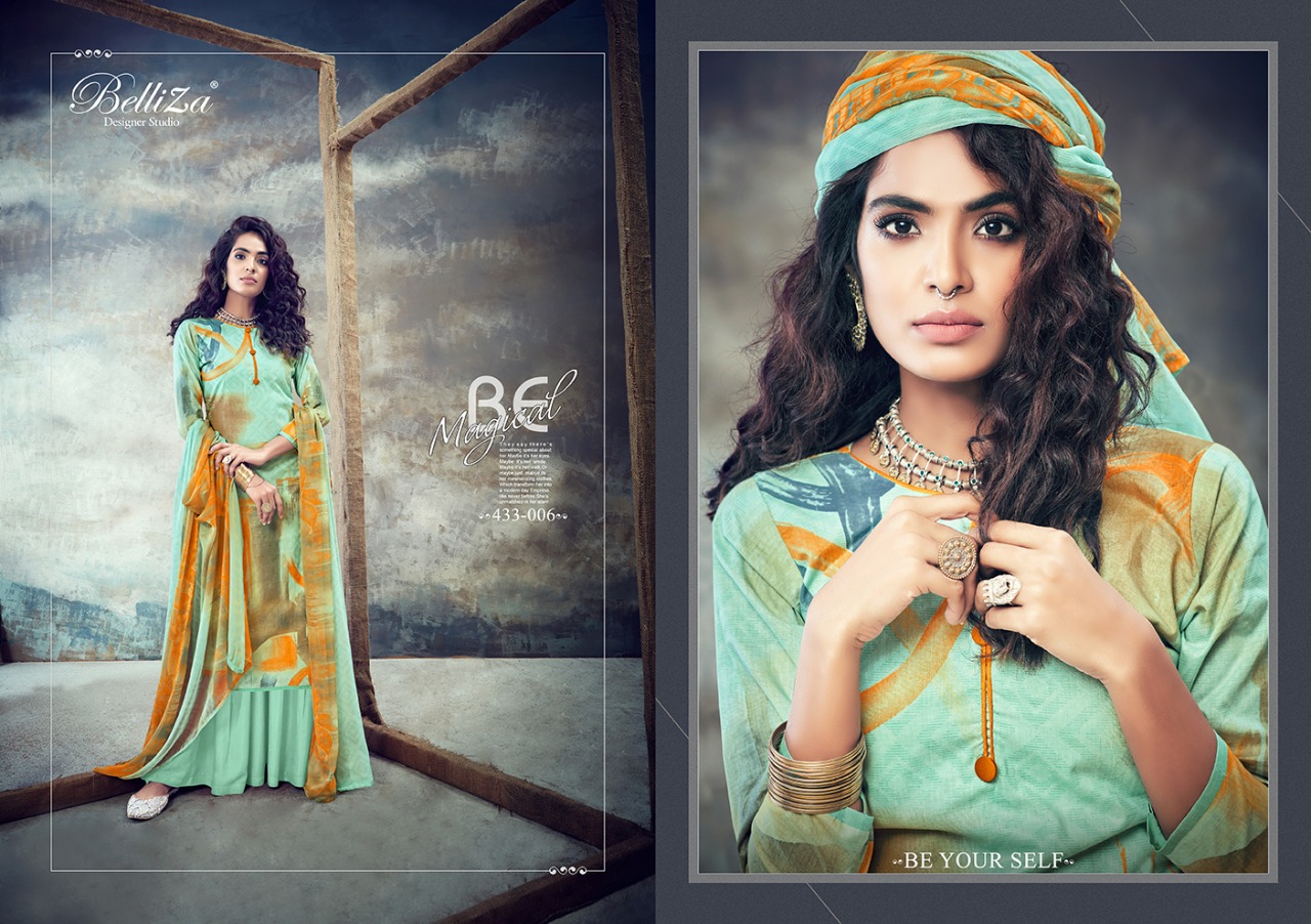 belliza designer studio florals cotton elegant look salwar suit catalog