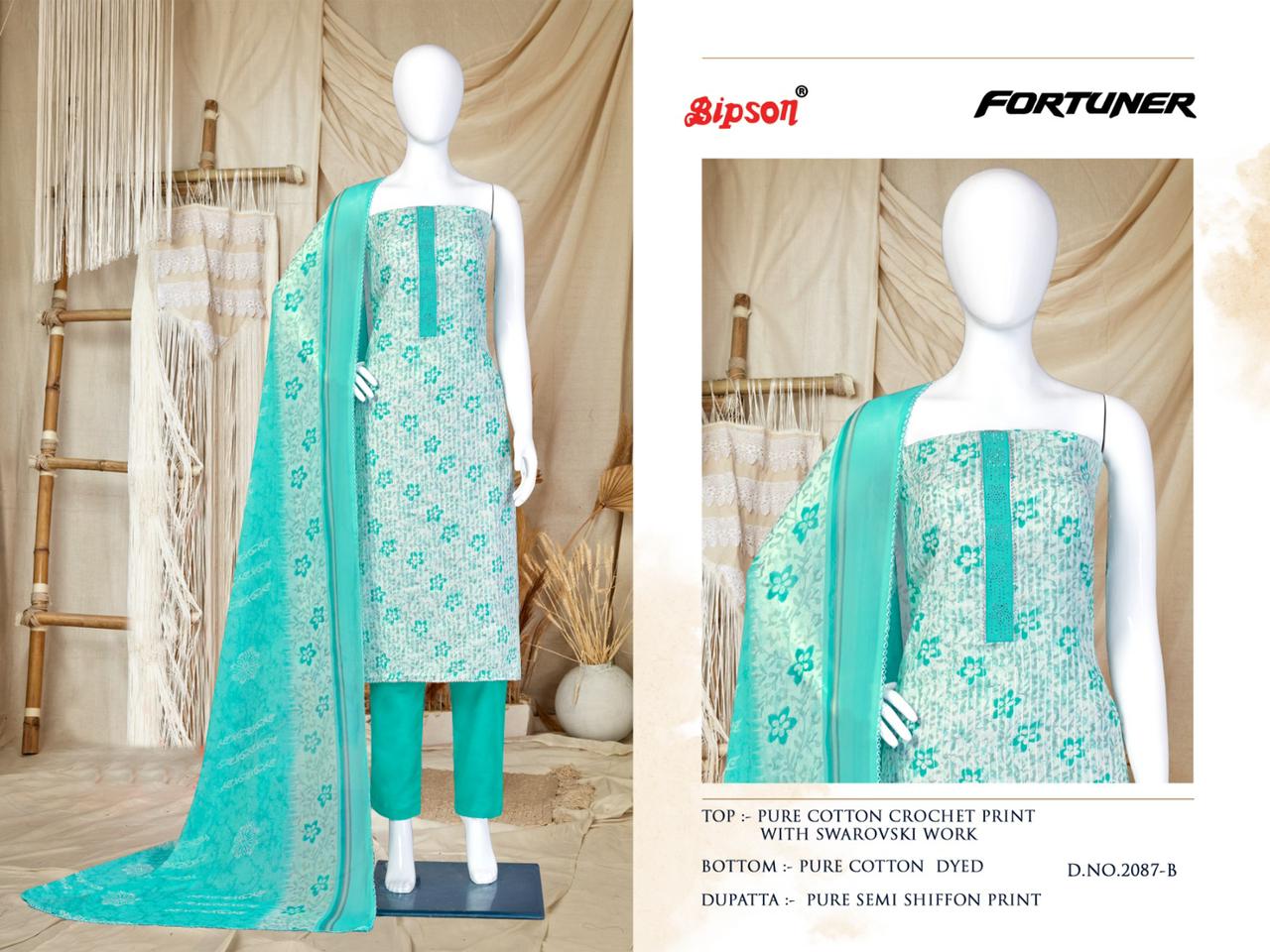 Bipson fortuner 2087 cotton catchy look salwar suit catalog