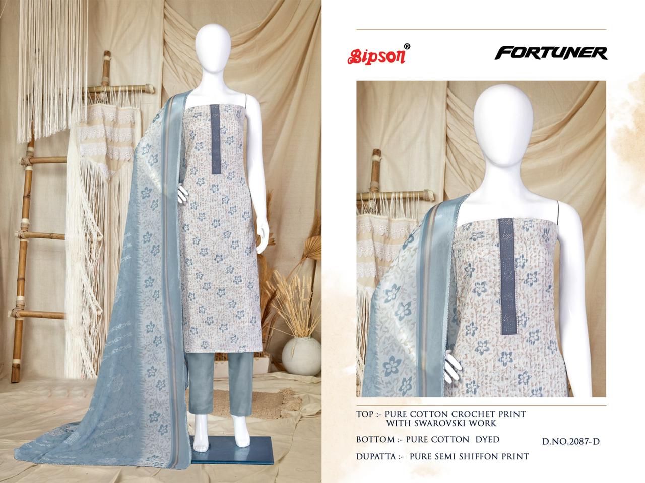 Bipson fortuner 2087 cotton catchy look salwar suit catalog