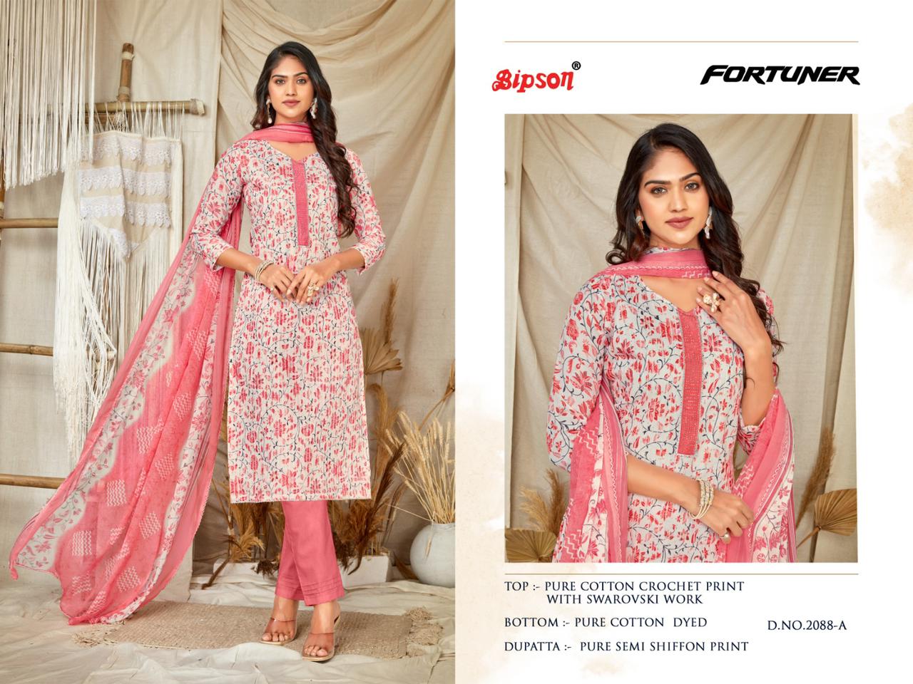 Bipson fortuner 2088 cotton elegant look salwar suit catalog