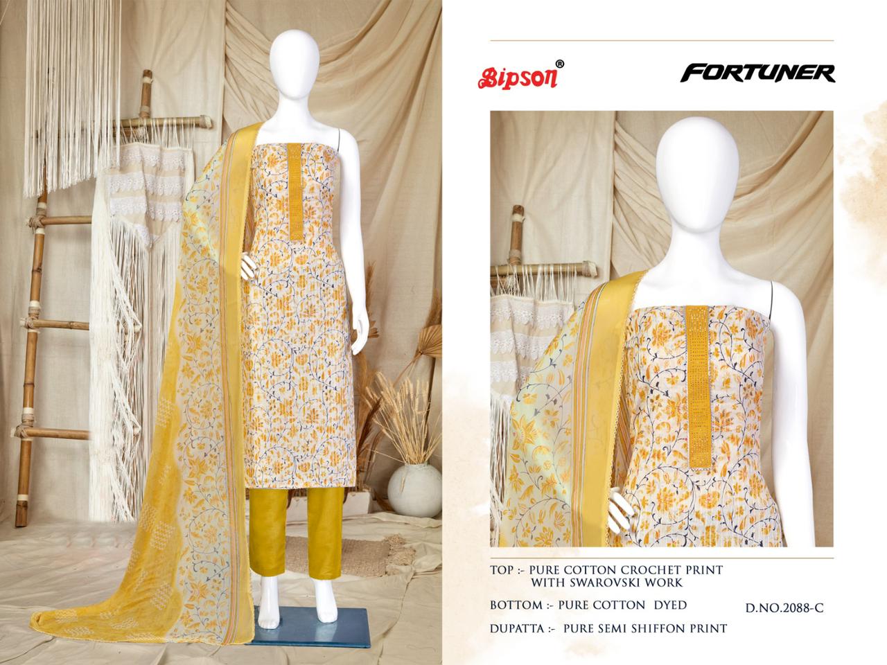 Bipson fortuner 2088 cotton elegant look salwar suit catalog