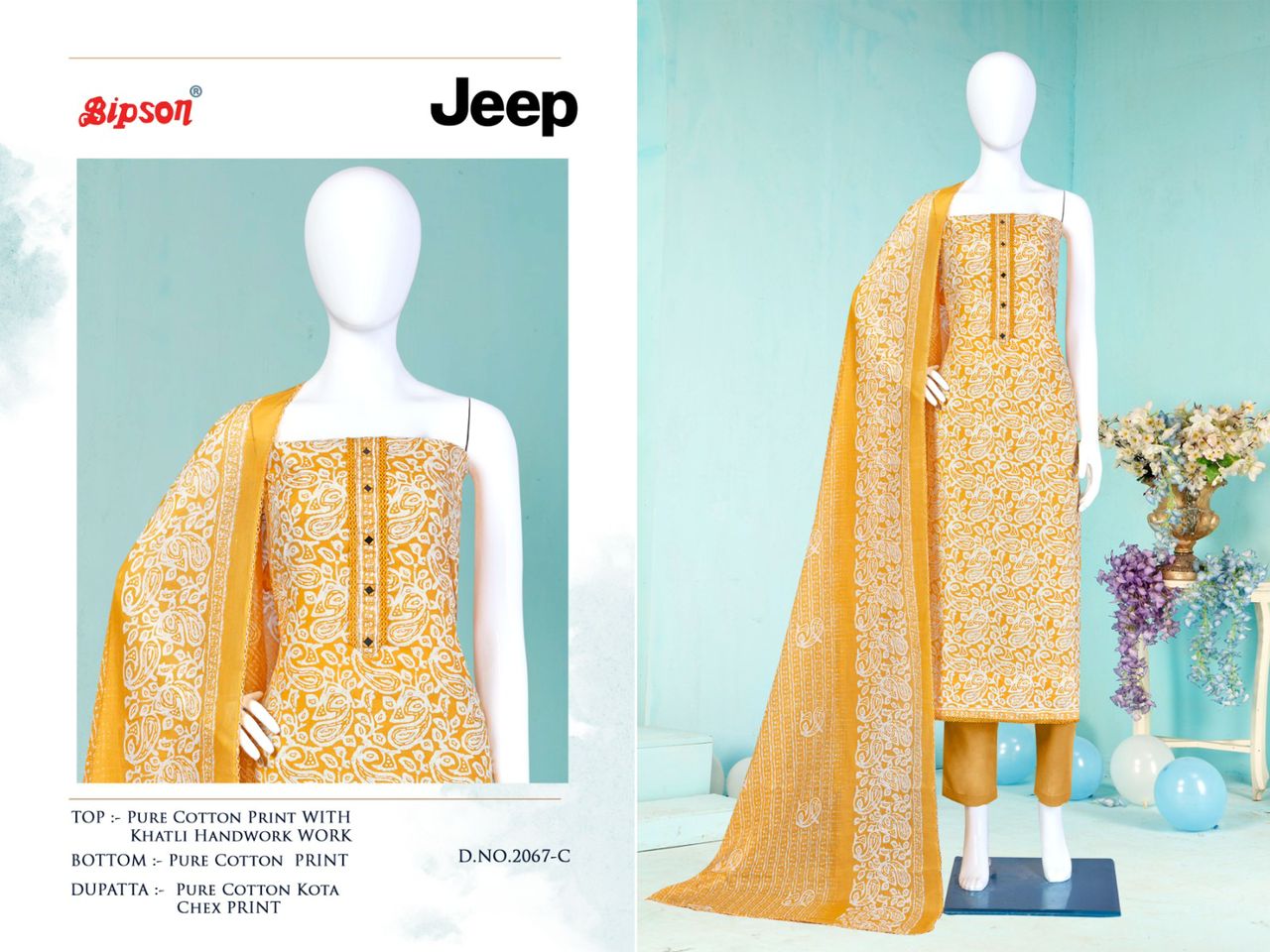 bipson jeep 2067 cotton elegant salwar suit catalog