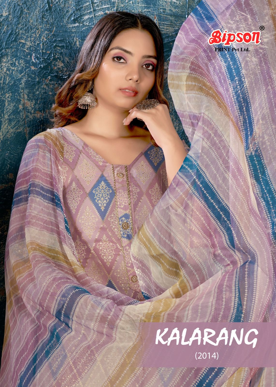 Bipson kalarang 2014 muslin decent look salwar suit catalog