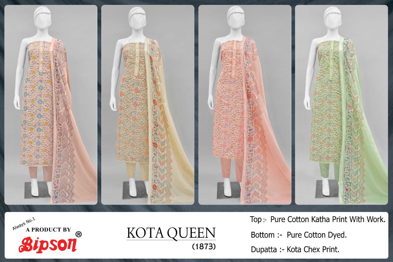 Bipson kota queen 1873 cotton exclusive print salwar suit catalog