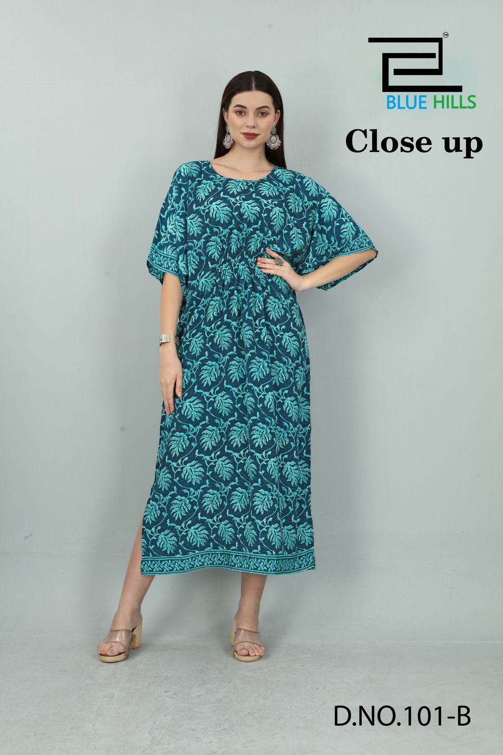 blue hills close up premium french print decent look kurti catalog