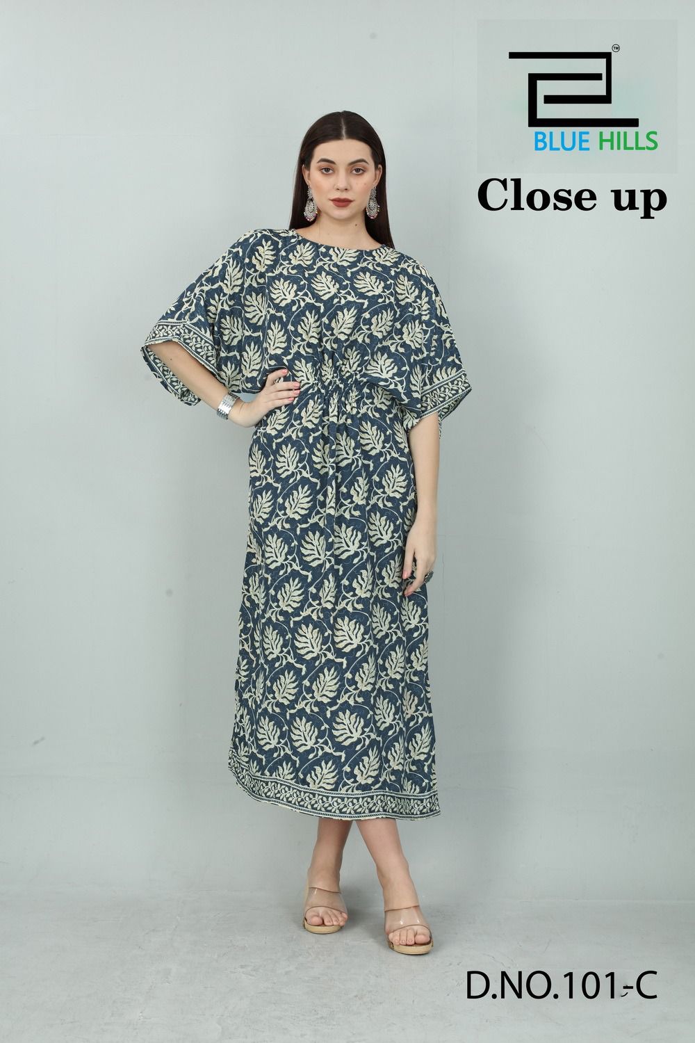 blue hills close up premium french print decent look kurti catalog