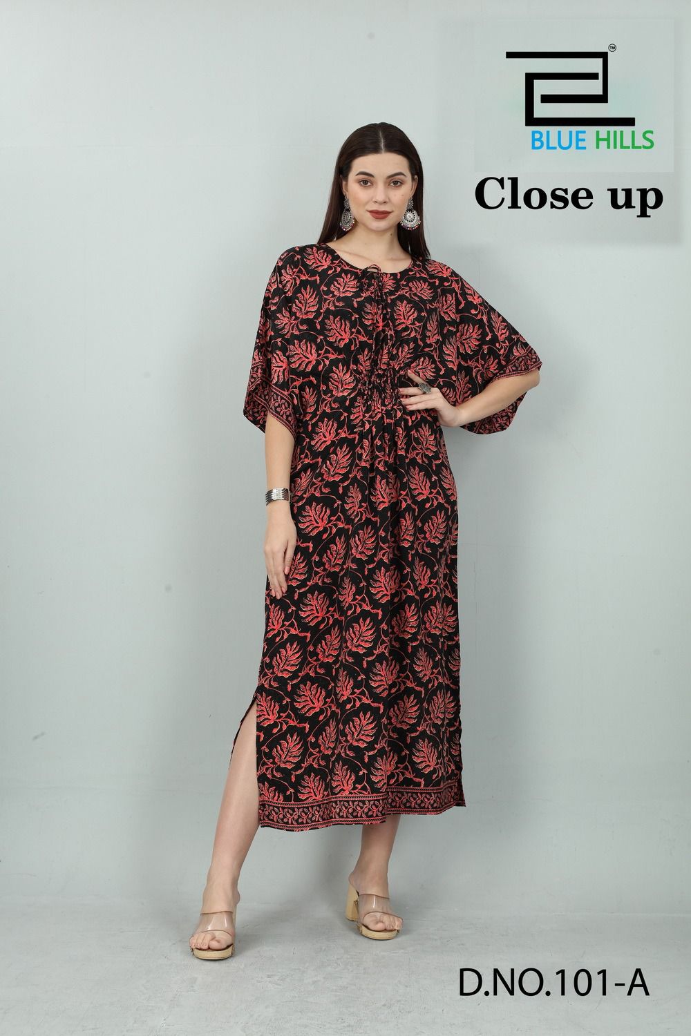 blue hills close up premium french print decent look kurti catalog