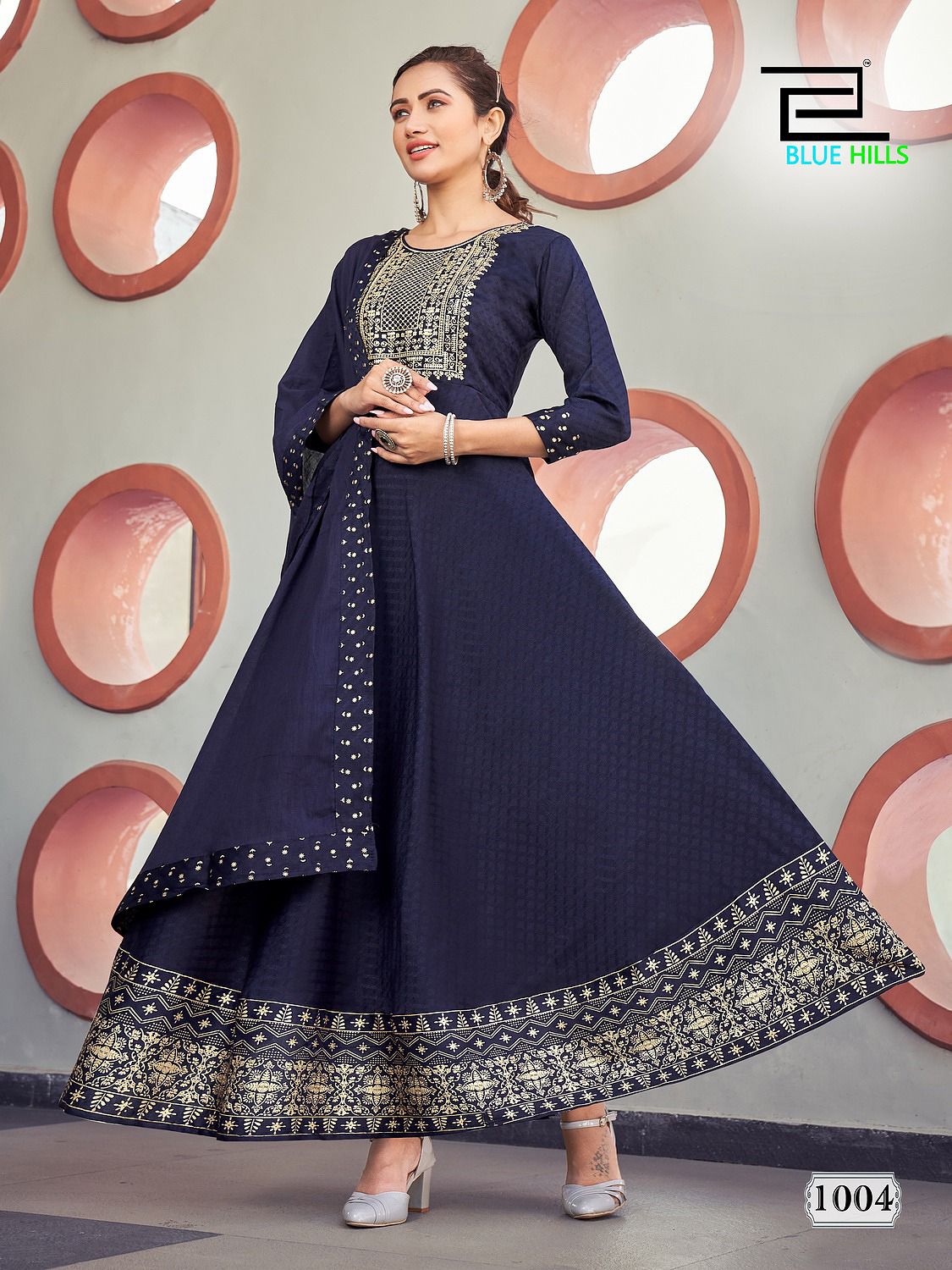 blue hills dupatta city rayon new nad modern style gown with dupatta catalog