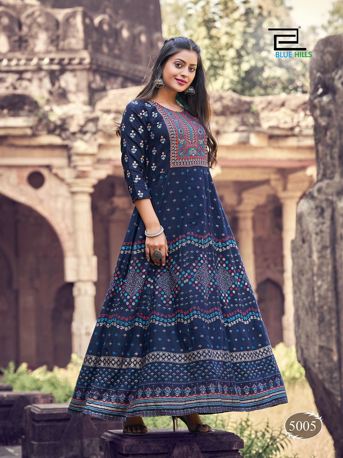 blue hills festival night vol 5 rayon exclusive print kurti catalog