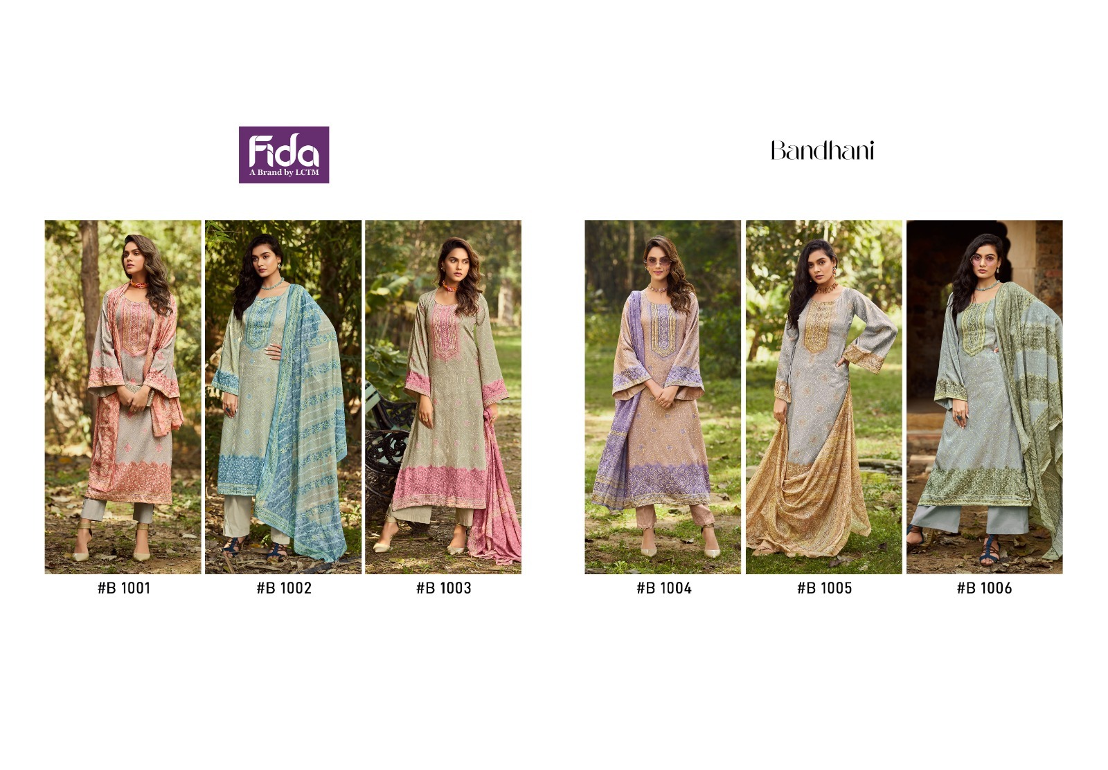 fida bandhani cotton satin regal look salwar suit catalog