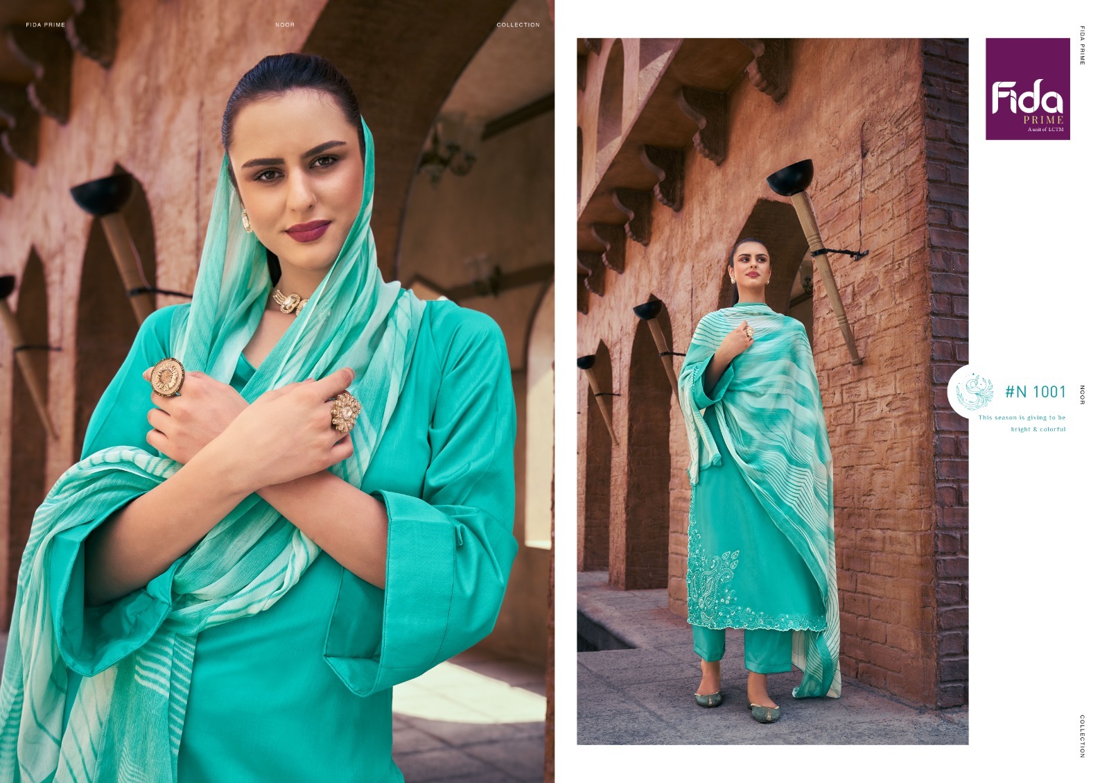 Fida noor lawn satin exclusive look salwar suit catalog