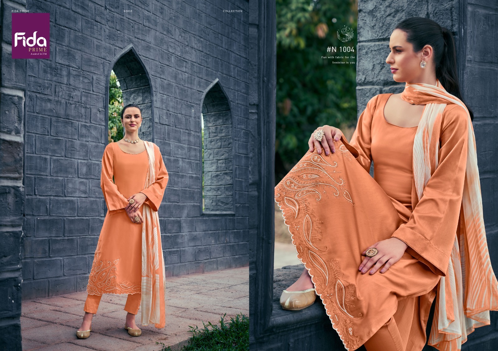 Fida noor lawn satin exclusive look salwar suit catalog