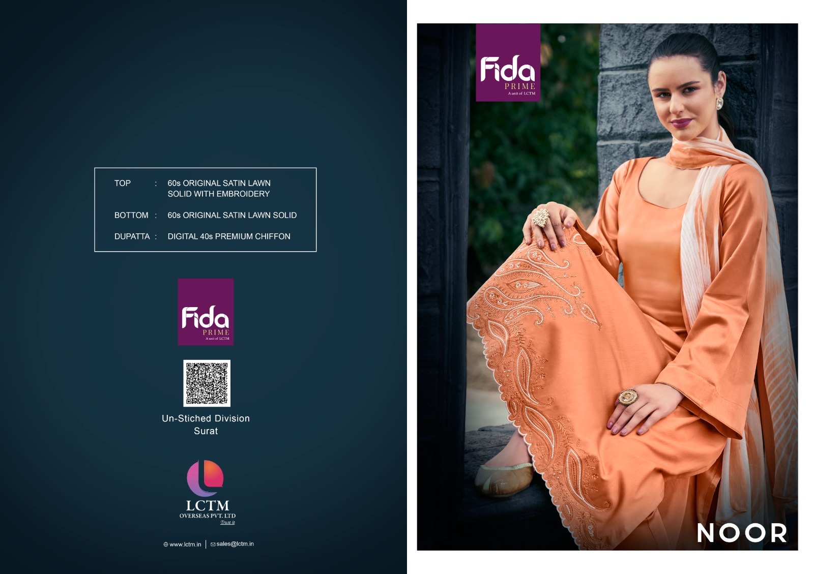 Fida noor lawn satin exclusive look salwar suit catalog