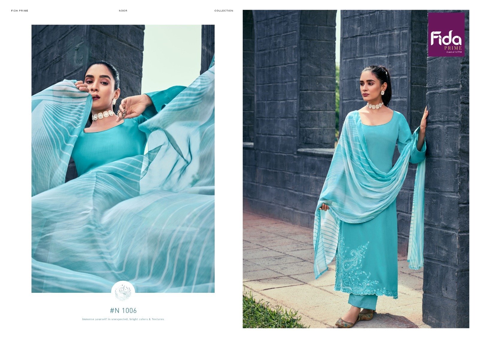 Fida noor lawn satin exclusive look salwar suit catalog